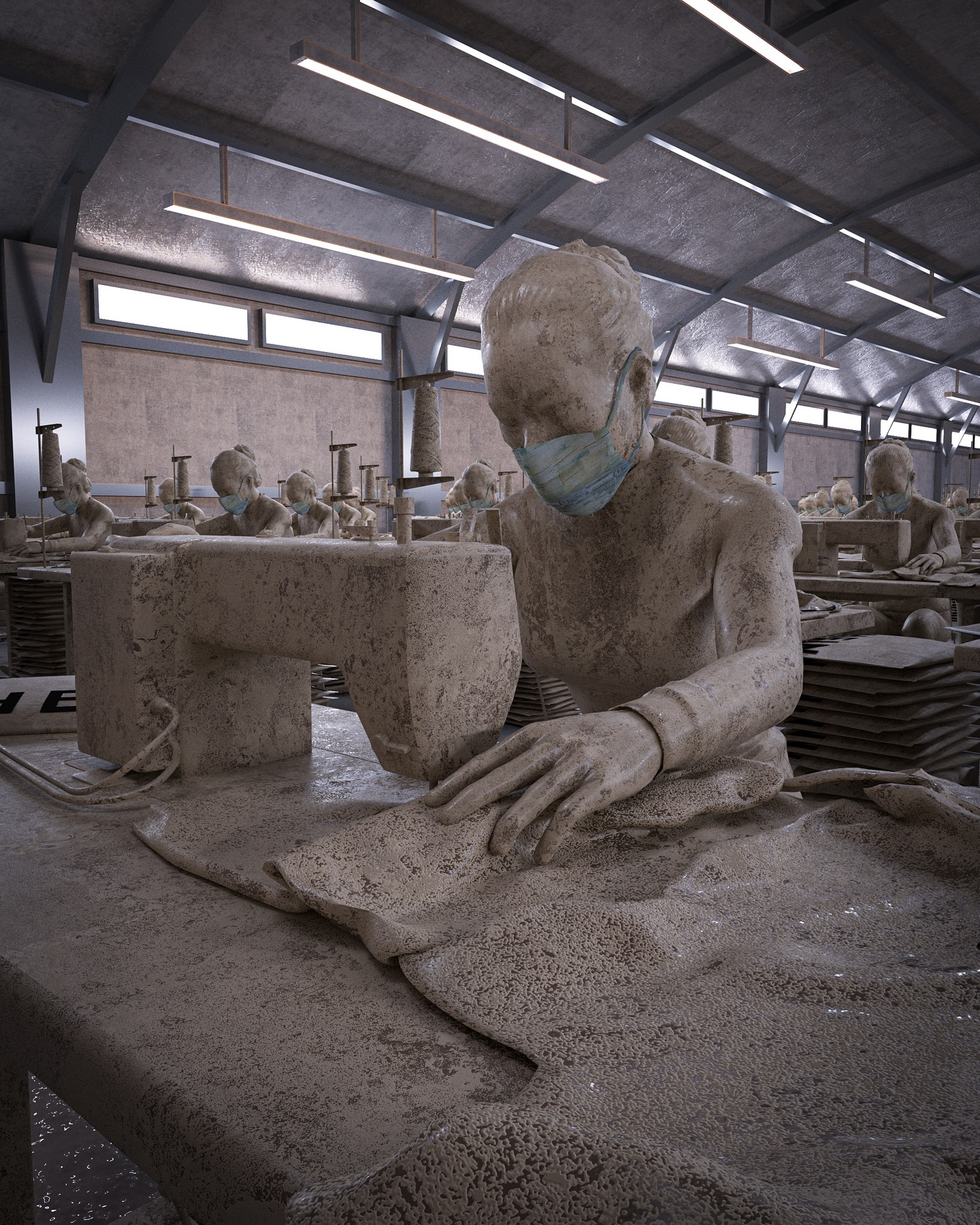 El arte 3D de micc revela la máscara invisible (y no siempre confortable) de lo moderno…